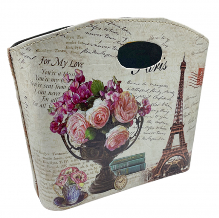 Fructiere & Cosuri Decorative - Cos cu manere PARIS, Piele ecologica, 29x23cm