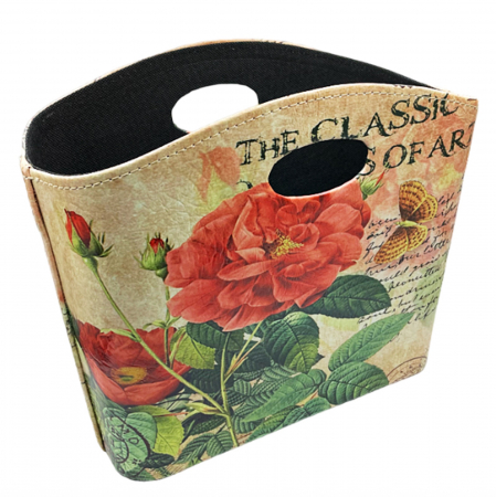 Fructiere & Cosuri Decorative - Cos cu manere FLOWER, Piele ecologica, 29x23cm