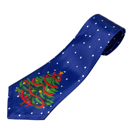 Cravate & Bretele & Papioane Craciun - Cravata CHRISTMAS TREE in cutie metal, Albastru