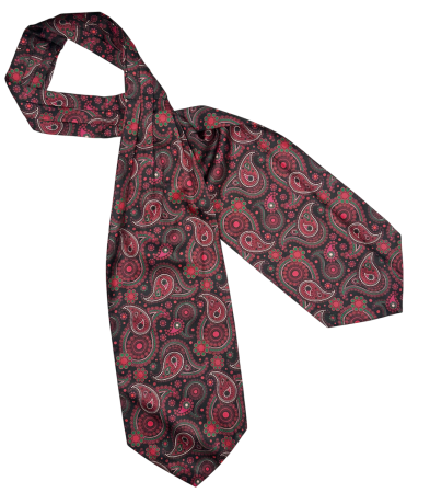Cravata matase ASCOT NOAH, Negru Rosu [2]