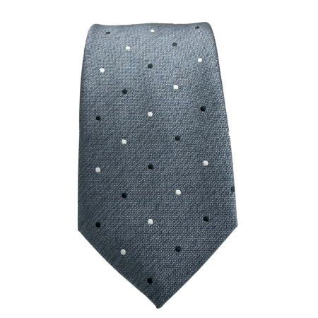 Cravată Elegantă Gri cu Buline Albe – Model Clasic & Versatil [1]