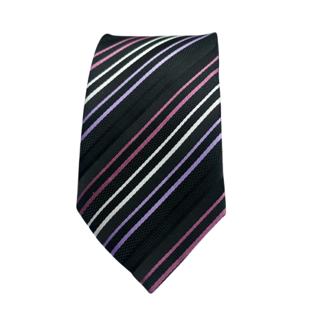 Cravată Neagra cu Dungi Fine – Elegantă și Versatilă [1]