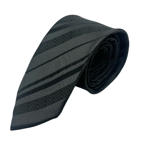 ACCESORII VESTIMENTARE BARBATI - Cravată Neagra cu Dungi Texturate – Elegantă și Versatilă