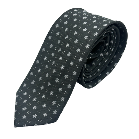 ACCESORII VESTIMENTARE BARBATI - Cravată Neagra cu Model Floral – Elegantă și Versatilă