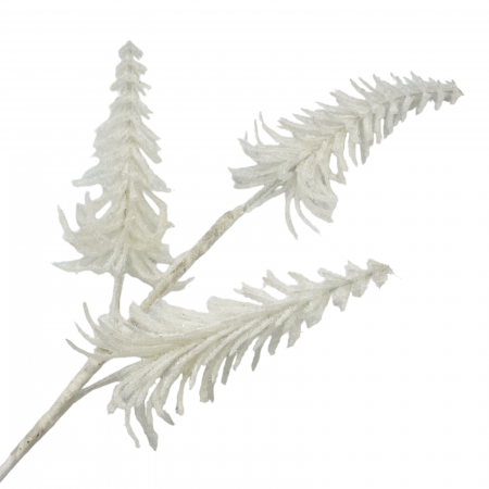 Creanga decor Craciun cu braduti FROSTY, Alb, 50cm [1]