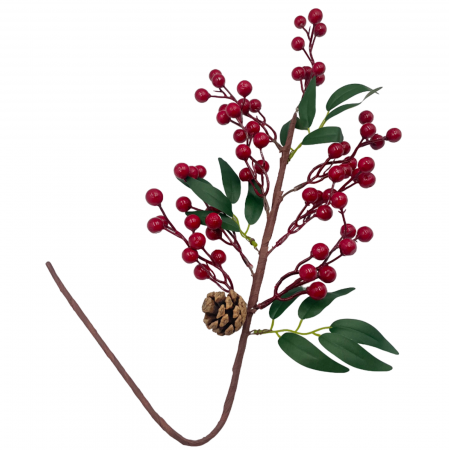 CRENGUTE & PICK-URI - Creanga decor Craciun cu bobite rosii BEAUTY, 50cm