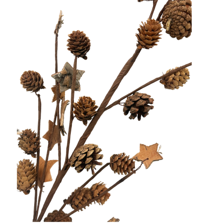 Ramura decorativa cu conuri si stelute lemn COUNTRY, 90cm [1]
