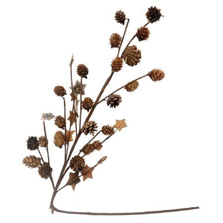 CRENGUTE & PICK-URI - Ramura decorativa cu conuri si stelute lemn COUNTRY, 90cm