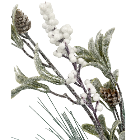 Creanga decorativa cu frunze ninse si conuri CHARM [2]