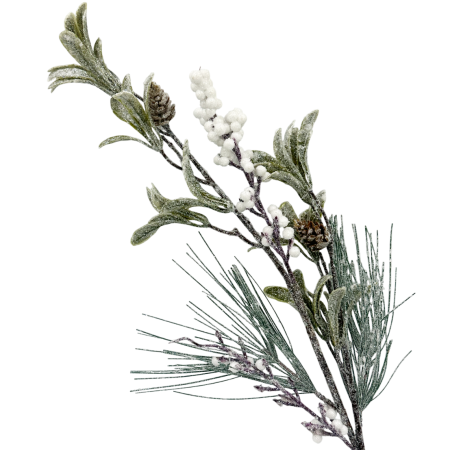 Creanga decorativa cu frunze ninse si conuri CHARM [1]