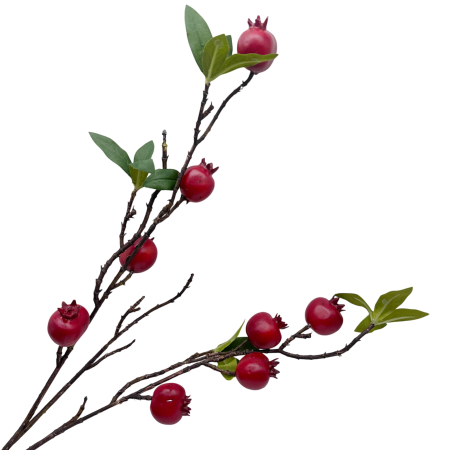 Decor De Vara - Creanga decorativa cu frunze si rodii RUBY, 65 cm