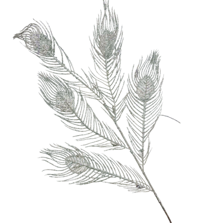 Ramura decorativa cu sclipici PEACOCK, Argintiu, 100cm [1]