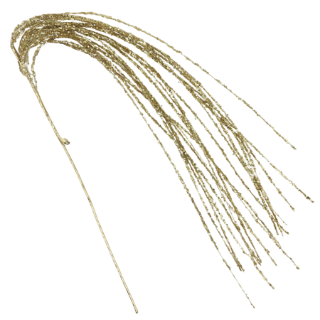 GLOBURI & FLORI DE BRAD - Ramură decorativă cu fire subțiri și sclipici JANIS, Auriu, 65cm