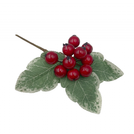 Crenguta decor Craciun BERRY, Rosu, 14cm [1]