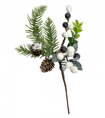 CRENGUTE & PICK-URI - Ornament Craciun HOLLY, Alb, 25cm