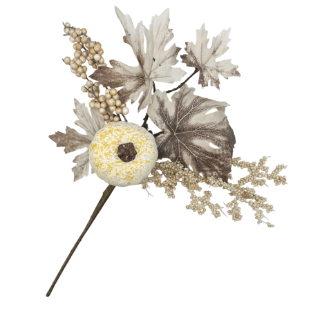 De Sezon - Crenguta Decor de Toamna HARVEST, Alb, 48cm