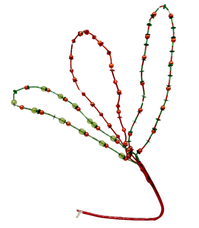 GLOBURI & FLORI DE BRAD - Ramură decorativă cu margele rosii si verzi – Ornament de Crăciun JOLLY, 40cm