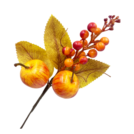 De Toamna - Crenguta decorativa cu frunze toamna si mere HARVEST