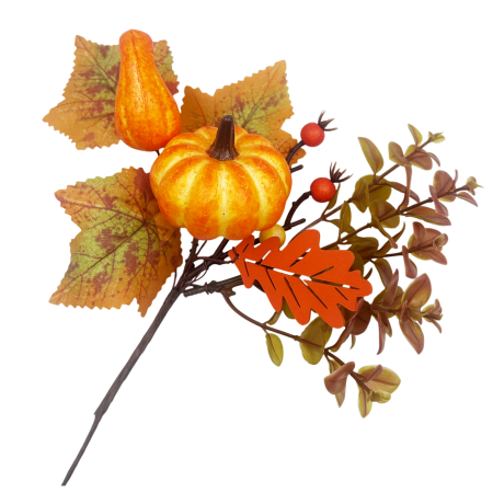 De Sezon - Crenguta decorativa cu dovleac ORANGE HARVEST - 22 cm