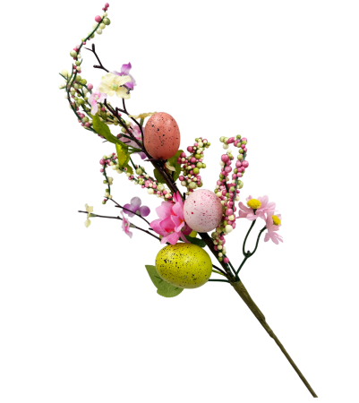Ramură decorativă Paște cu ouă și flori – decor primăvară [1]