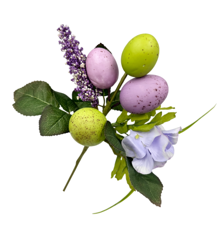 Ramură decorativă Paște cu ouă mov și flori – decor primăvară [1]