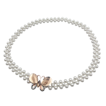 Curea alba cu perlute si catarama fluture MIRANDA [2]