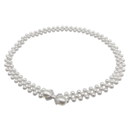 Curea alba cu perlute si catarama strasuri DIANA [2]