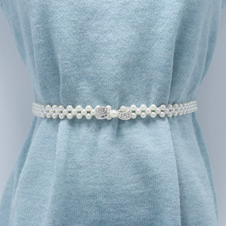 Curea alba cu perlute si catarama strasuri DIANA [1]