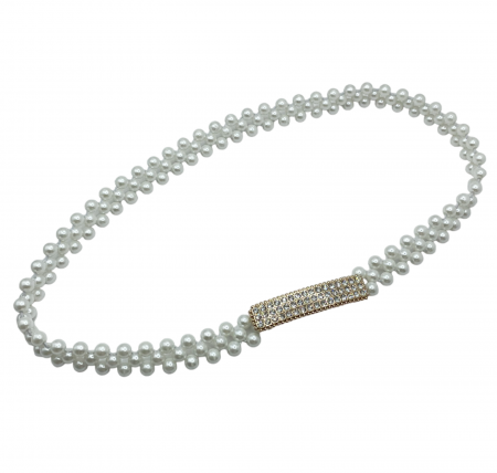 ACCESORII UTILE - Curea cu perlute si catarama strasuri FRANCINE, Elastica