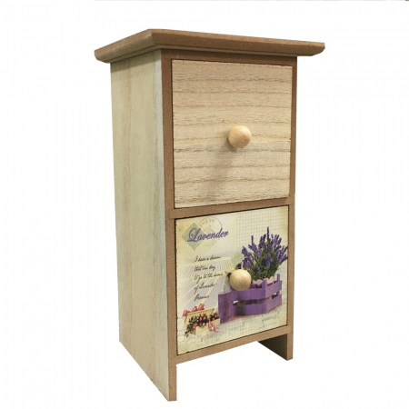 Cutii & Cosuri Depozitare - Cutie cu 2 sertare din lemn LAVENDER, 13x11x23cm