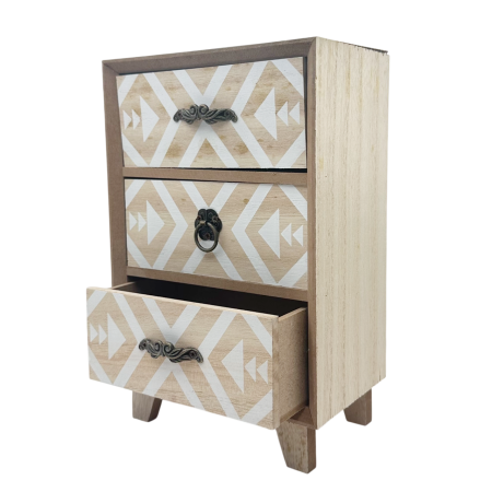 Mini comodă din lemn cu 3 sertare – model geometric [1]