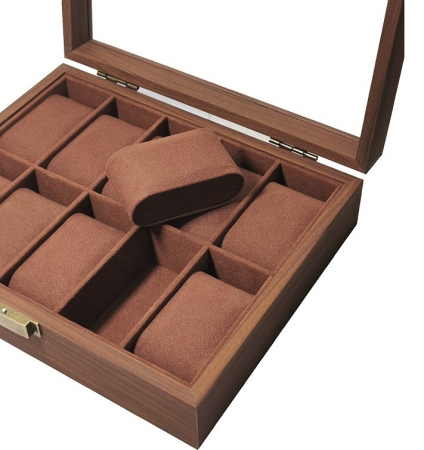 Cutie din Lemn pentru 10 Ceasuri LUXURY, Maro, Cu Capac Transparent [2]