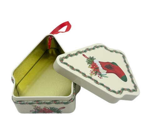 Cutie din tablă în formă de brad JOY – model cu cizmuliță de Crăciun [2]