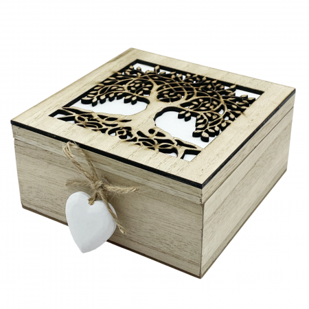 Cutii & Cosuri Depozitare - Cutie lemn TREE OF LIFE, 12x12x5cm