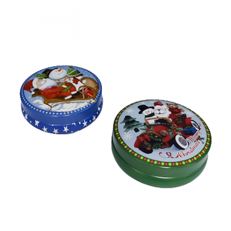 FELICITARI, CUTII SI PUNGI DE CADOU - Cutie metal Craciun Joy 8x3.5cm, Set 2 bucati
