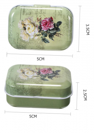 Cutie metalica de buzunar FLOWERS, 5x3.5x2.5cm [2]
