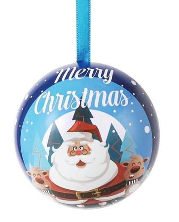 DECORATIUNI CRACIUN - Cutie metalica pentru dulciuri XMAS - Glob de Craciun