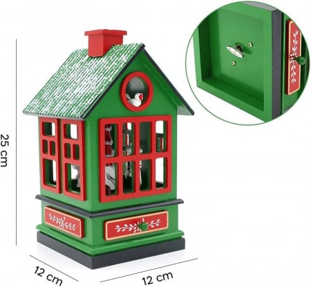 Cutie muzicala Craciun - CASUTA JOY, Rosu, 12x23cm [3]