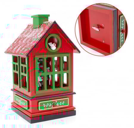 Cutie muzicala Craciun - CASUTA JOY, Rosu, 12x23cm [2]