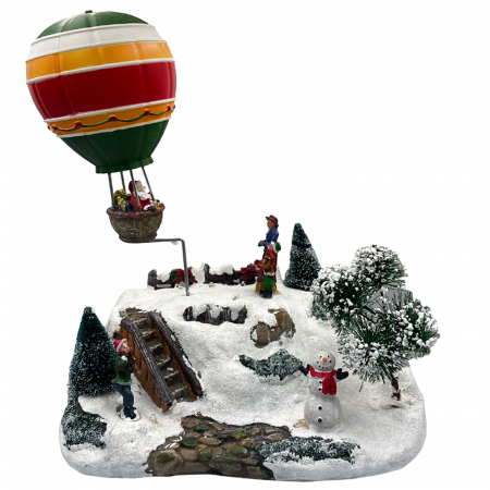 DECORATIUNI MUZICALE - Carusel Sat de Craciun cu muzica si lumini Joy 23x14cm