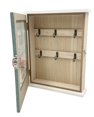 Cutie pentru Chei ROMANCE din Lemn - Decor Floral, 21x25.5 cm [1]