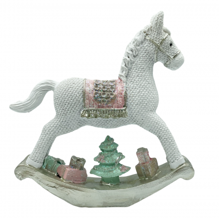 Decor Craciun Cal cu bradut JOY, Alb, 12x13cm [1]