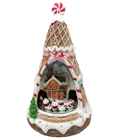 DECORATIUNI MUZICALE - Decor Crăciun - Căsuță Turtă Dulce SWEET, Muzica si LED