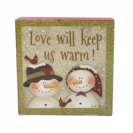 DECORATIUNI CRACIUN - Decor Craciun cu text WARM LOVE, 10x10cm