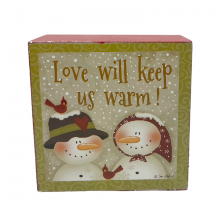 Decor Craciun cu text WARM LOVE, 10x10cm [2]