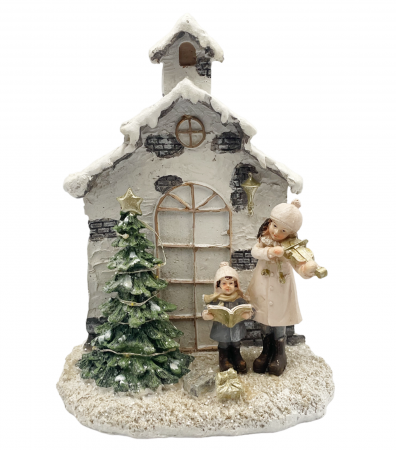 Decor Craciun Casuta cu colindatori si lumina LED MAGIC, 16x23cm [1]