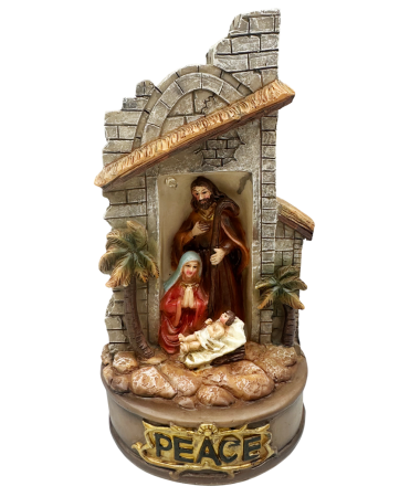 MAGIE DE CRACIUN - Decor Craciun - Scena religioasa NATIVITY, Muzica si LED, 20cm