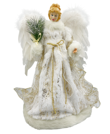 GLOBURI & FLORI DE BRAD - Decor Craciun - Varf de brad Inger CELESTE, Sampanie, 40cm