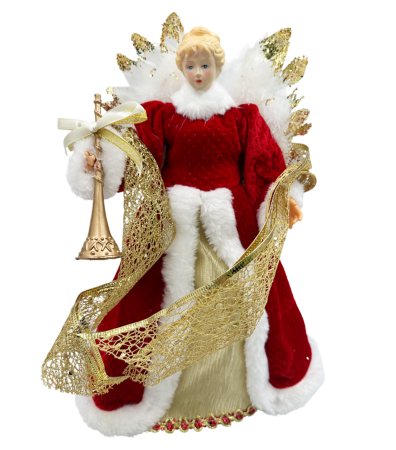 GLOBURI & FLORI DE BRAD - Decor Craciun - Varf de brad Inger LOUISE, Rosu, 32cm