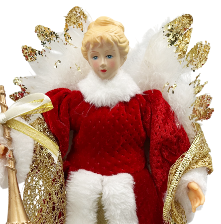 Decor Craciun - Varf de brad Inger LOUISE, Rosu, 32cm [2]